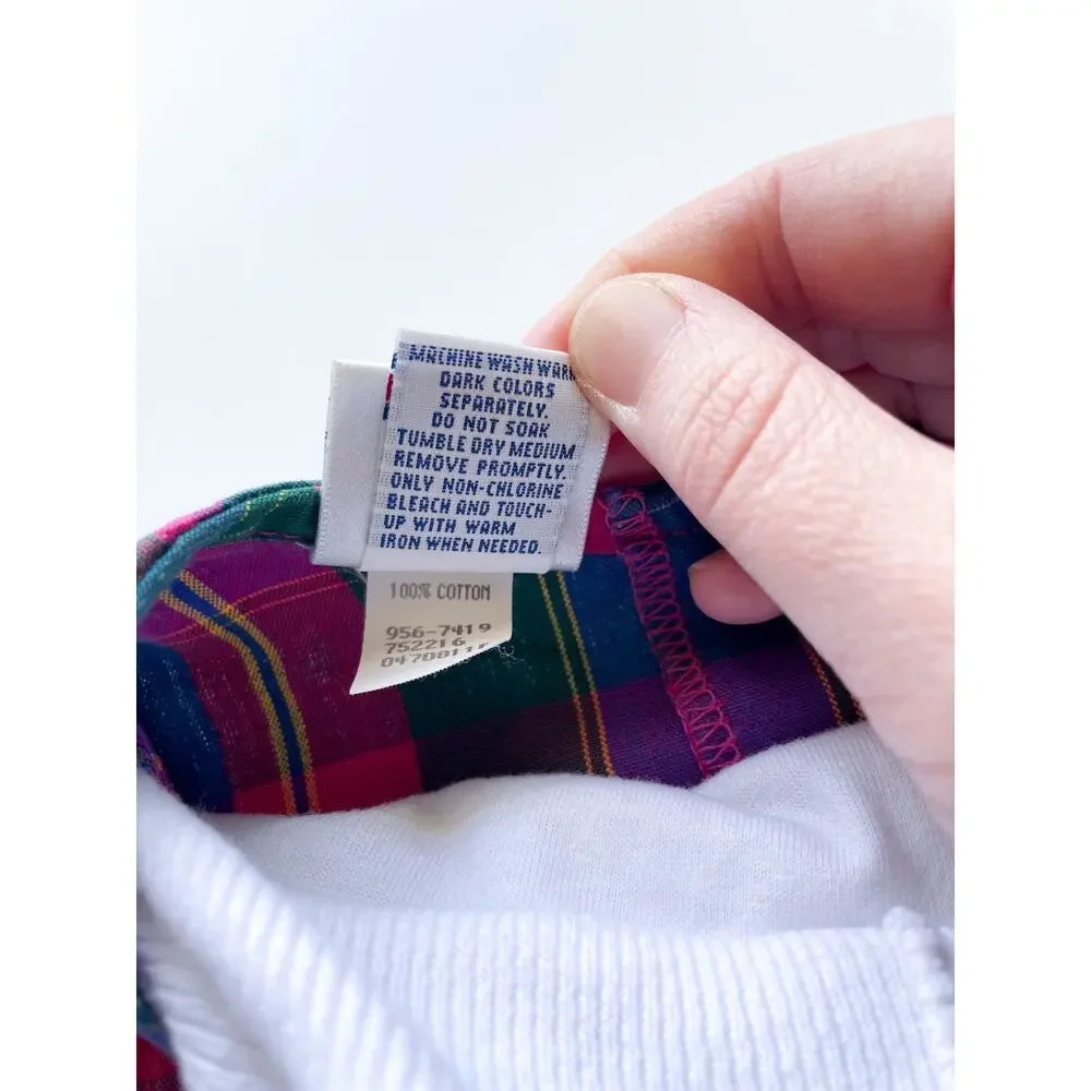 Vintage OshKosh B'Gosh Made in the USA Plaid Dress and White Long Sleeve Size 6